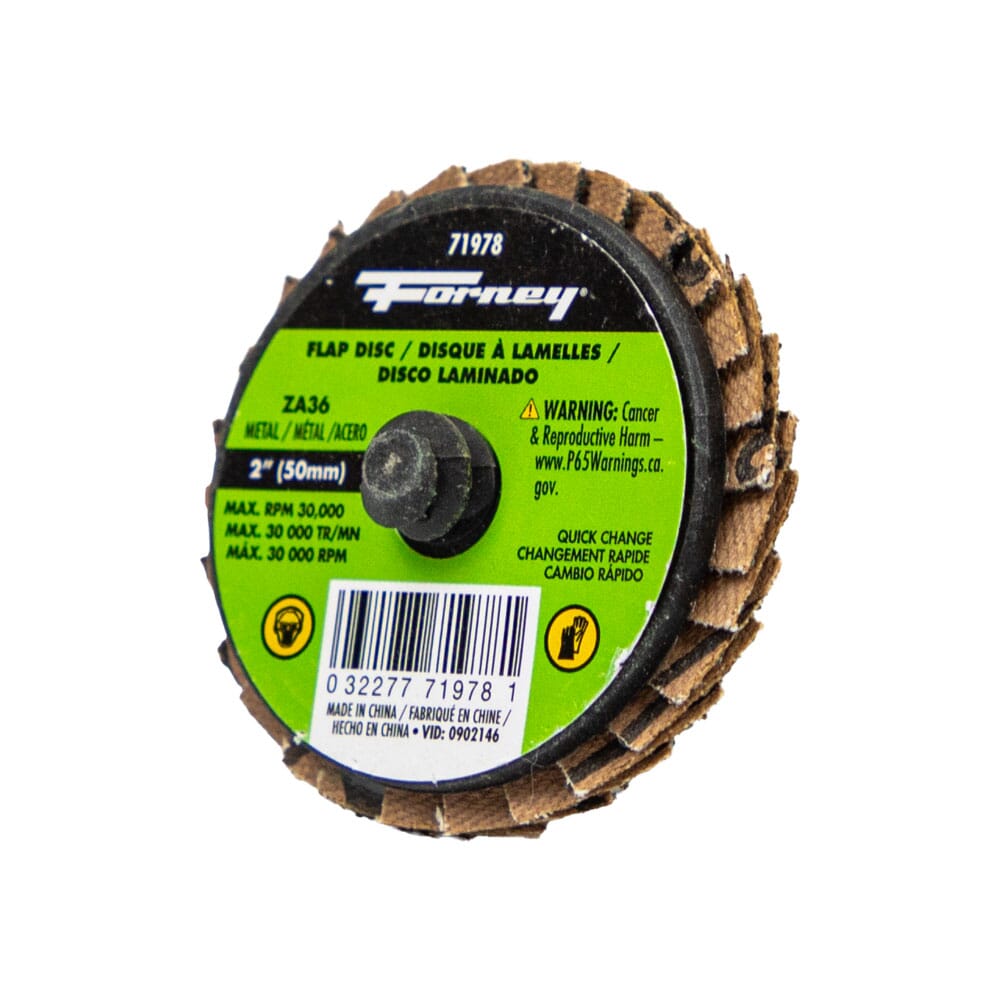 Quick Change Flap Disc, 36 Grit, 2 in (5-Pack of Forney 71978)